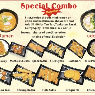 a selection of special combo dishes