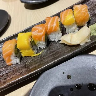 Mango salmon sushi, was good