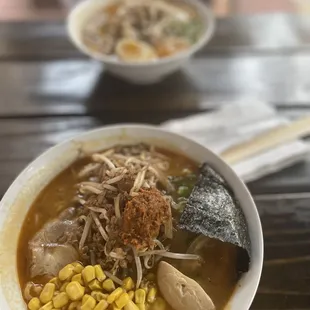 Spicy miso with corn, egg and extra spice bomb