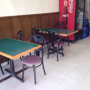 The only seating inside.