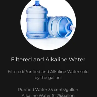 ows filtered and alkaliine water