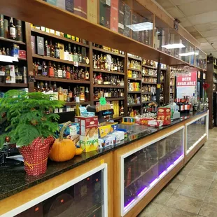 a view of a liquor store