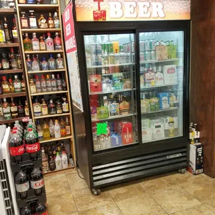 a beer fridge in a store