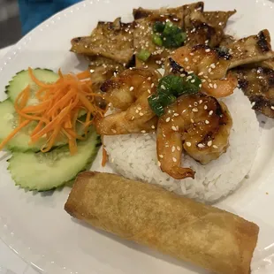 Pork and shrimp plate