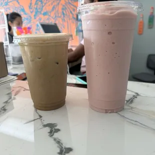 Salted caramel protein coffee. PB&amp;J smoothie