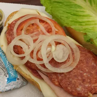 Sandwich with pepperoni, ham &amp; salami.  $6