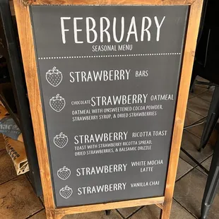 Seasonal menu for February 2025