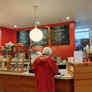 a woman at the counter