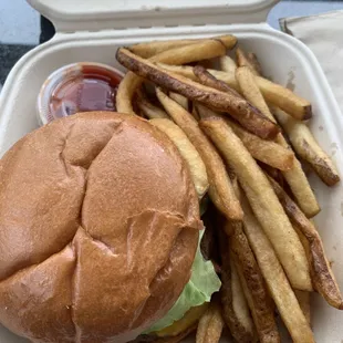 a burger and french fries