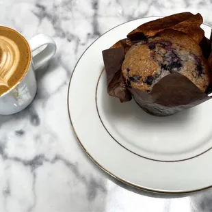 Blueberry Muffin and Cappucino