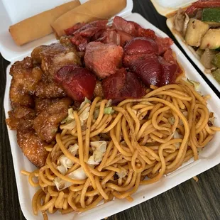 Orange Chicken, Bbq Pork &amp; Chow Mein