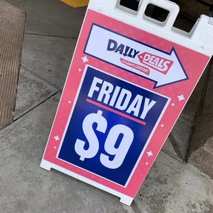 $9 for any item on a Friday