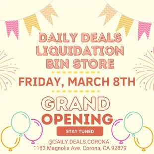 MARCH 8TH!!!! Join us as we kick off our Bin Store with Unbeatable Prices! Raffles, Giveaways and More on Friday March 8th!