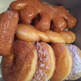 food, donuts, dough desserts