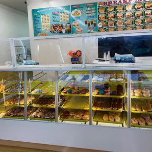 a display of a variety of donuts