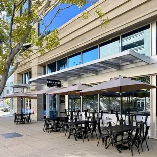 tables and umbrellas