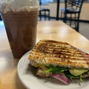 This is my mocha drink and the Breakfast Panini