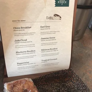 Tea menu