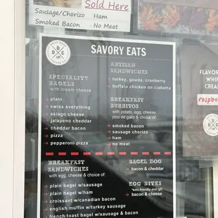 a menu in a window