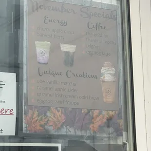 a menu in a window