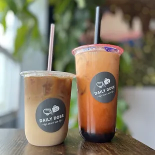 Iced Dirty Chai Latte + Thai Milk Tea