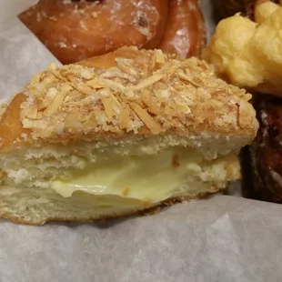 Toasted coconut with custard cross section.