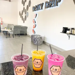 Berry Blend Latte, Tropicana Latte, Pink Pitaya Latte!