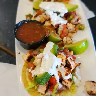 Tres Chicken Tacos (actual name, creative aren't they)