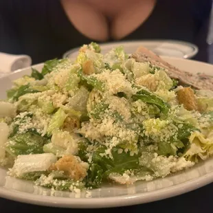 Chicken Caesar Salad looked fine at first On closer inspection the chicken was weird and gross
