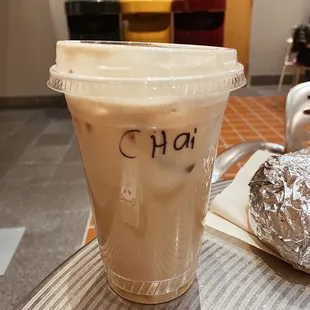 large iced chai latte