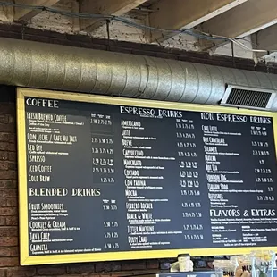 Drinks menu