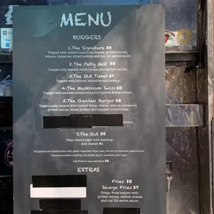 a menu for a restaurant