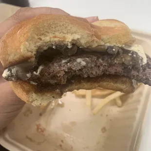 Mushroom burger w/ swiss