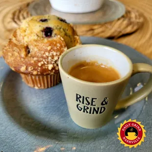 Blueberry Muffin with an Espresso.