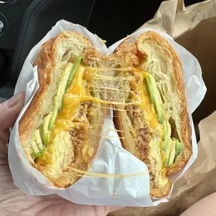 Chorizo Breakfast Croissant with avocado!