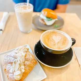 Almond Croissant Mocha Latte Cold Brew Breakfast Sausage Sandwich