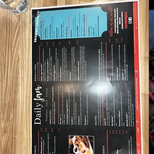 One side of the menu