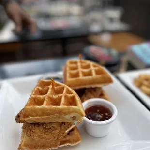 Waffle chicken slider