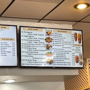 Appetizer and drink menu