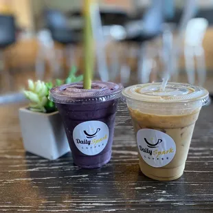 Smoothie for the kiddos and vanilla latte for mom