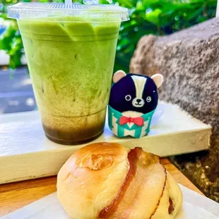 Hapa (Matcha + Hojicha + Big Island Honey); Japanese Arabiki &amp; Bacon Bun