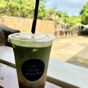 Hapa Matcha Latte w/oatmilk and honey