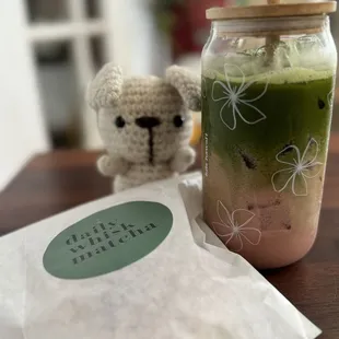 Strawberry Matcha Almond Milk, Salt and Butter Bun
