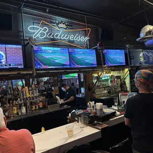 the bar and televisions