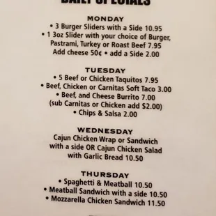 Daily Specials