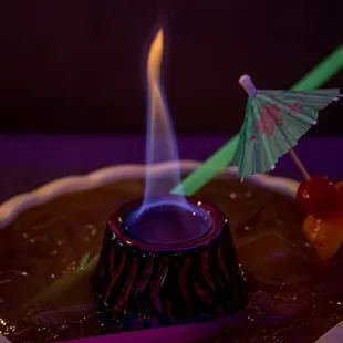 Volcano Flame.  Best Tiki drink for 2!