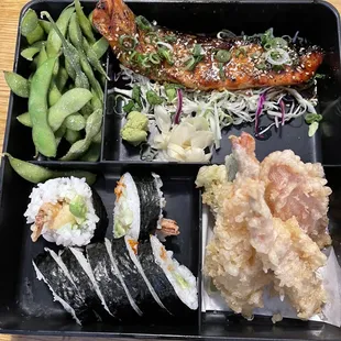 Georgetown: Teriyaki Salmon &amp; Ebi Sushi  and fried shrimp