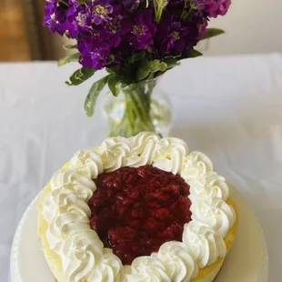 Easter Special: Full size 9 inch Cheesecake Handmade Strawberry Sauce Whipped Cream/Graham Crust