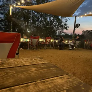 Outdoor seating and view of the sunset