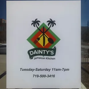a sign for dainty's